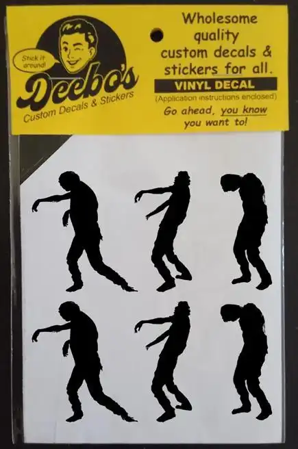 6 Halloween Zombie silhouette figures decals