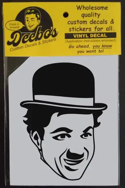 Charlie Chaplin with hat smiling decal