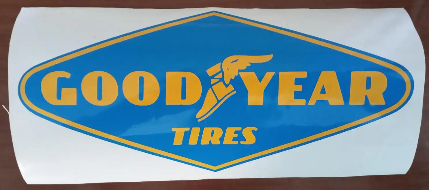 Good Year Tires classic yellow and blue brand logo for mancave decor 