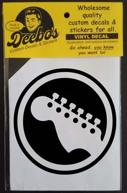 Guitar headstock in a circle decal
