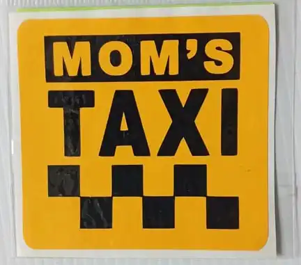 Mom's taxi black and yellow novelty sticker