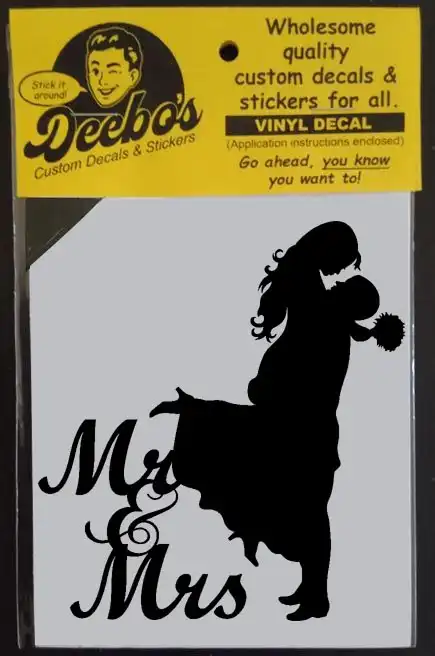 Romantic decorative Mr and Mrs silhouette decal