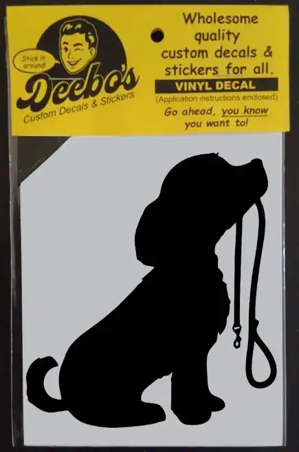 Cute puppy with leash silhouette decal