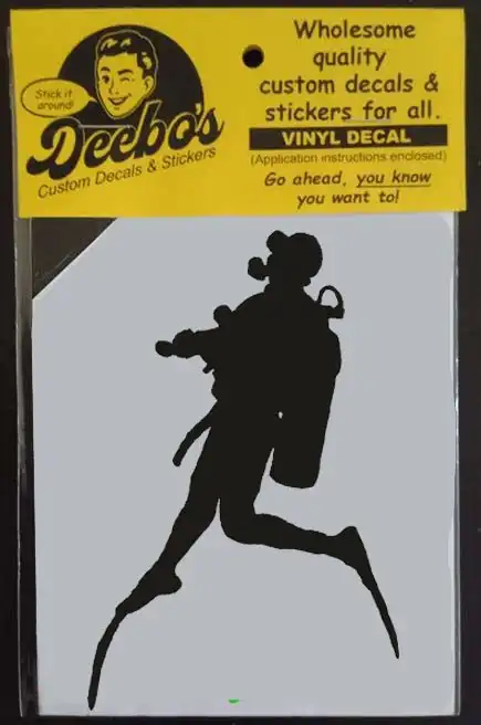 Underwater scuba diver silhouette coming up for air decal