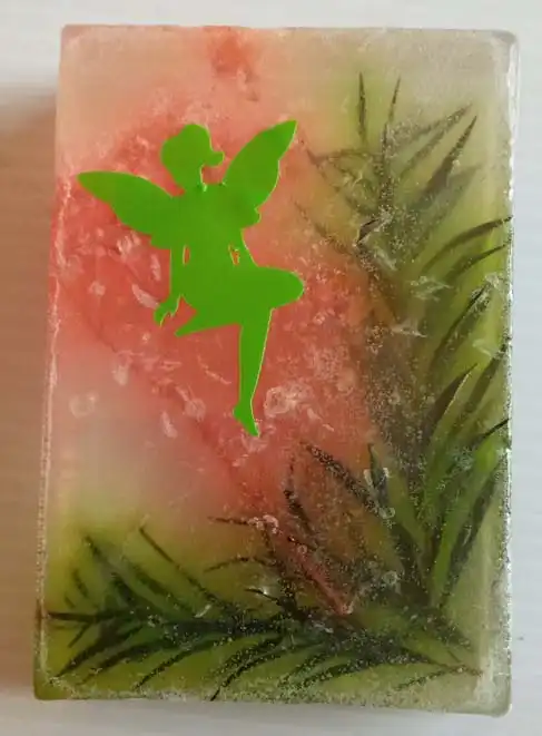 A Quirky Craft bar of handmade soap with a dried leaf